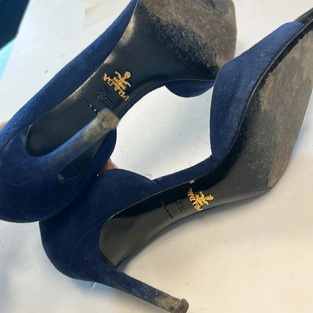 Prada navy and black d'orsay heels